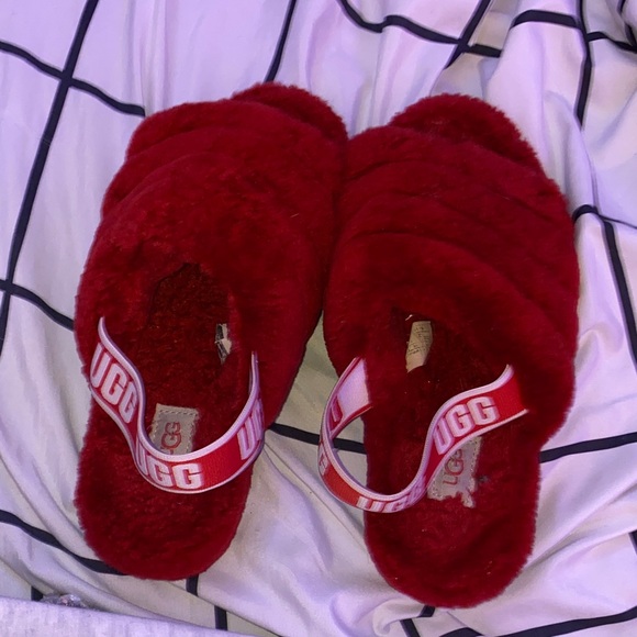 UGG Shoes - UGG Red Fluffy Slippers